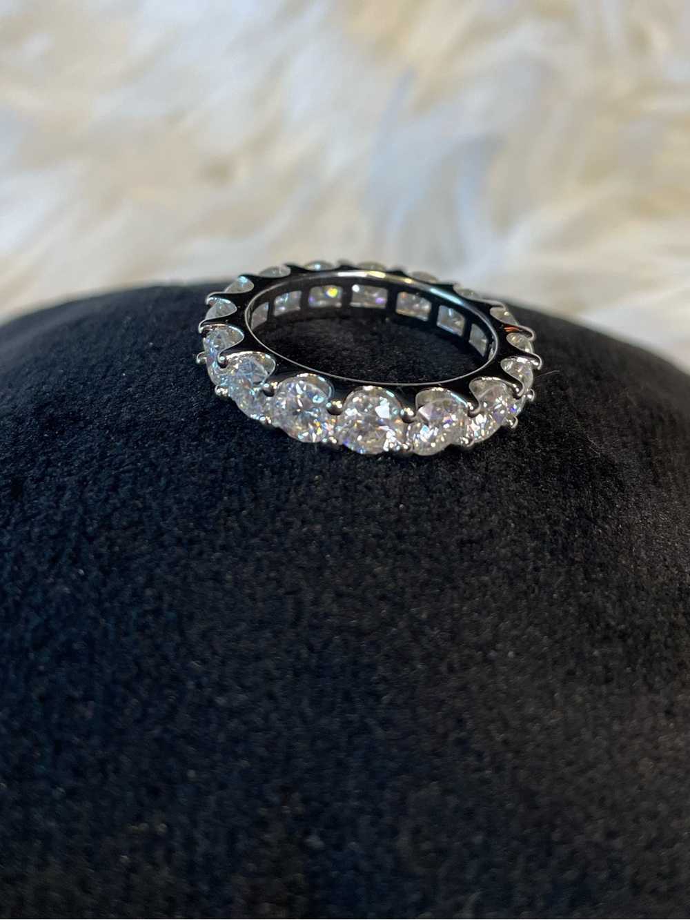 Moissanite Sterling Silver Eternity Band